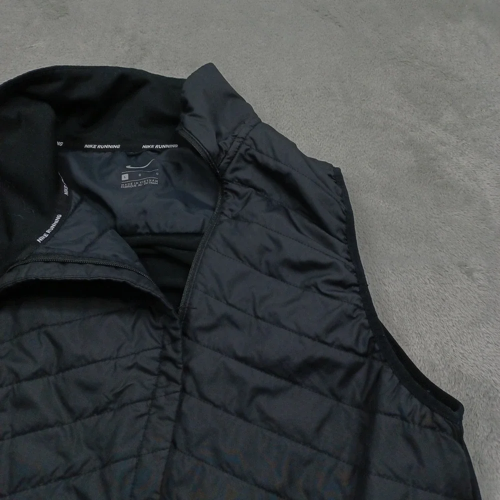 Nike Vest Womens Large Black Full Zip Running Lightweight Pockets Activewear